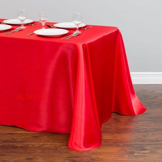 Alisond1 ผ้าปูโต๊ะ ผ้าซาติน แบบหนา ทรงสี่เหลี่ยม สีพื้น แวววาว สําหรับงานแต่งงาน ปาร์ตี้
