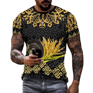[] เสื้อยืดคอกลม พิมพ์ลาย Kaamatan Jersey Corak Etnik Borneo สําหรับผู้ชาย