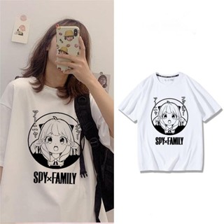 การ์ตูน SPY×FAMILY เสื้อยืดอนิเมะ Aronia แขนสั้นผ้าฝ้ายคอกลมไหล่ตกผ้าฝ้ายสไตล์ลำลองสไตล์น่ารักและทันสมัย น่ารัก