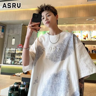 ASRV เสื้อยืด แฟชั่นแบรนด์สีทึบแขนสั้นเยาวชนยอดนิยมคอกลมเสื้อยืดหลวมในวรรณคดีและศิลปะญี่ปุ่นใหม่