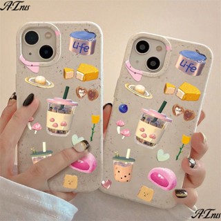 เคสโทรศัพท์มือถือ แบบนิ่ม ลายชานม กันกระแทก สําหรับ Apple Iphone 14proins 13max 7 8p 11 12 KB51