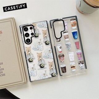 เคสโทรศัพท์มือถือแบบใส ลายแมวกาแฟ สําหรับ Samsung Galaxy S20 S21 S22 S23 Ultra S20+ S21+ S22+ S23 Plus