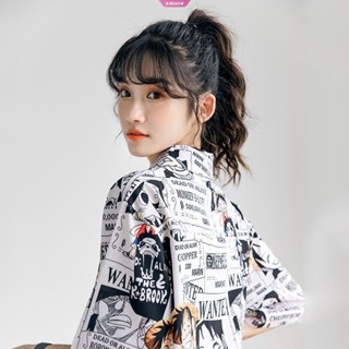 เสื้อเชิ้ตแขนสั้นลําลอง พิมพ์ลายอนิเมะวันพีชนารูโตะ แฟชั่นฤดูร้อน สไตล์ฮาวาย สําหรับผู้ชาย และผู้หญิง 2023
