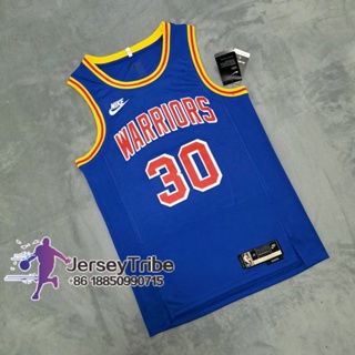 เสื้อกีฬาบาสเก็ตบอล NBA อเนกประสงค์ สีทอง สําหรับผู้ชาย #30 เสื้อกีฬาแขนสั้น ลายทีมชาติฟุตบอล Stephen Curry 75th Anniversary Jerseys 2021-22 สไตล์เรโทร คลาสสิก 157174
