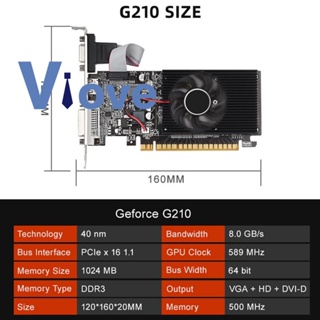 การ์ดจอ GT210 1G DDR3 64Bit 589MHZ 500MHZ DVI VGA HDMI อะไหล่สํารอง สําหรับการ์ดจอ