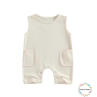 Babyclothes- ชุดจั๊มสูทรอมเปอร์ แขนกุด คอกลม ลําลอง สไตล์สตรีท ฤดูร้อน สําหรับเด็กผู้ชาย ผู้หญิง