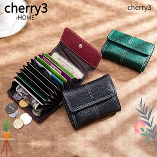 Cherry3 กระเป๋าสตางค์ กระเป๋าใส่บัตร ขนาดเล็ก ป้องกันการเสื่อมสภาพ สวยหรู สไตล์นักธุรกิจ สําหรับผู้หญิง