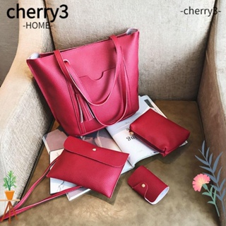 Cherry3 กระเป๋าสะพายไหล่ สะพายข้าง หนัง Pu ความจุขนาดใหญ่ สีพื้น สไตล์มินิมอล สําหรับแม่ และเด็ก