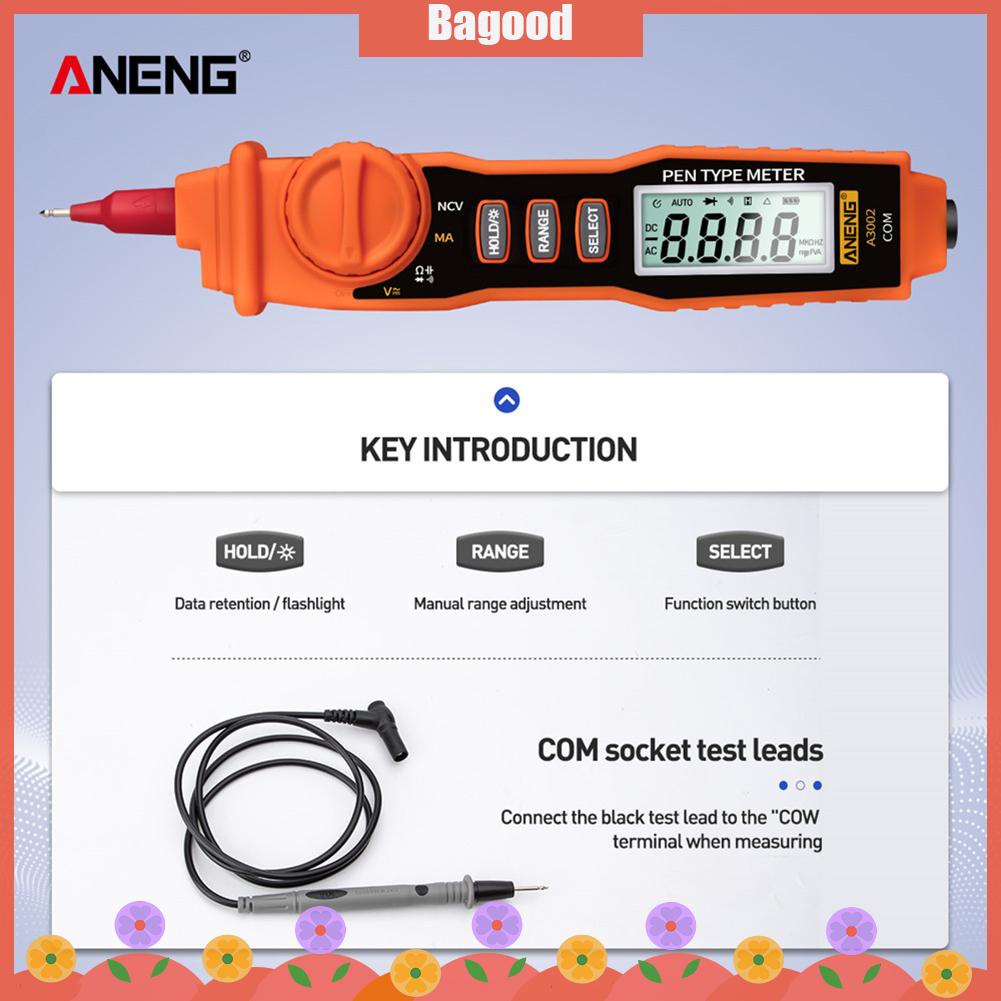 bagood-in-stock-aneng-a3002-digital-multimeter-4000-counts-non-contact-ac-dc-voltage-resistance-ohm-diode-continuity-electric-tester-test-pen