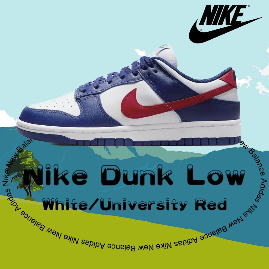 ของแท้-100-nike-dunk-low-white-university-red-รองเท้าผ้าใบ-แฟชั่น-สะดวกสบาย