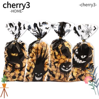 Cherry3 ถุงพลาสติกใส ลายฟักทองผี ค้างคาว สําหรับใส่ขนมฮาโลวีน ปาร์ตี้ 50 ชิ้น