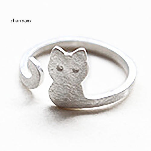 cx-แหวนชุบเงิน-รูปการ์ตูนแมว-เปิดปรับได้-เครื่องประดับแฟชั่น-ของขวัญคริสต์มาส-สําหรับผู้หญิง