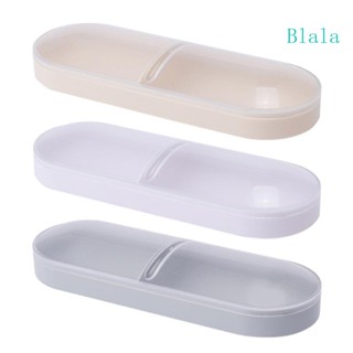 Blala กล่องเก็บสําลีก้าน เครื่องสําอาง แบบพกพา กันฝุ่น 2 ช่อง สําหรับเดินทาง