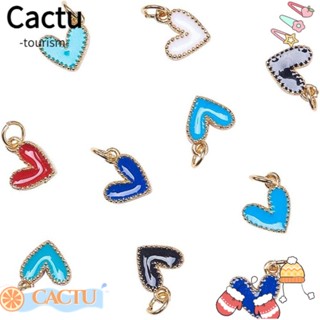 Cactu จี้หัวใจ เคลือบ สีแดง สีฟ้า สีเขียว สีชมพู ทองเหลือง สําหรับทําเครื่องประดับ ต่างหู สร้อยข้อมือ แหวนจั้มพ์ แฮนด์เมด