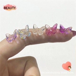 Beauty จี้ลูกปัดแก้ว รูปผีเสื้อ สําหรับทําเครื่องประดับ สร้อยคอ ต่างหู DIY 100 ชิ้น ต่อล็อต