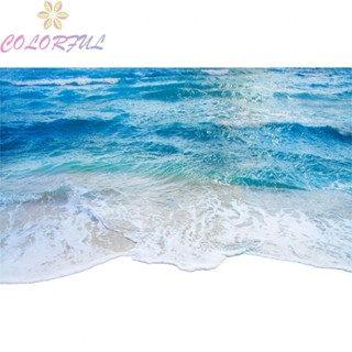 【COLORFUL】Floor Stickers Beach Waves Ocean Easy To Apply Self Adhesive Wall Ornaments