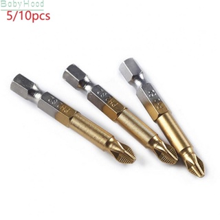 【Big Discounts】5 / 10pcs Titanium-coated Non-slip Screwdriver Cross Drill Bit   Hex Handle#BBHOOD