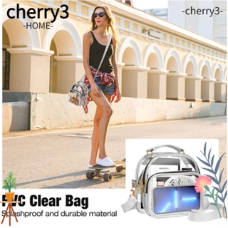 Cherry3 กระเป๋านักเรียน PVC กันน้ํา มีซิป สีพื้น สําหรับนักเรียน
