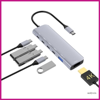 Aod อะแดปเตอร์ฮับ USB C Type C 5 พอร์ต USB 3 0 10Gbps เป็น HDMI4K PD 400W และ 3 USBC