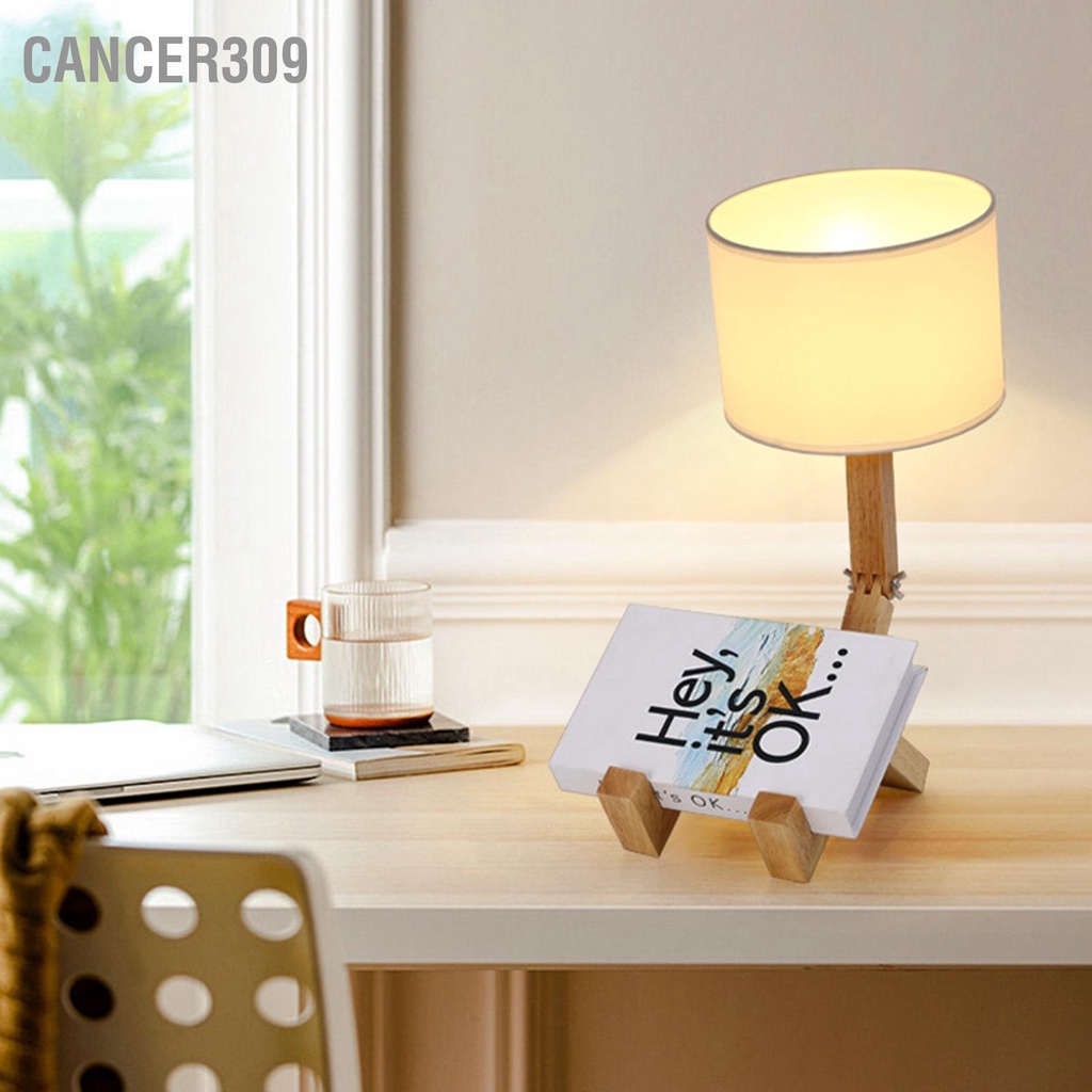 cancer309-โคมไฟข้างเตียงโคมไฟข้างเตียงทรงกระบอกไม้ปรับได้สำหรับห้องนอนห้องนั่งเล่นสำนักงาน