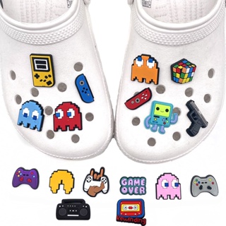 【Hot Pac-man Series】ใหม่ เกมคลาสสิก Pac-Man Graffiti Series เสน่ห์รองเท้า สําหรับ Cros Clogs DIY ตกแต่ง Jibtz รองเท้า ดอกไม้ อุปกรณ์ตกแต่งรองเท้า ขายส่ง