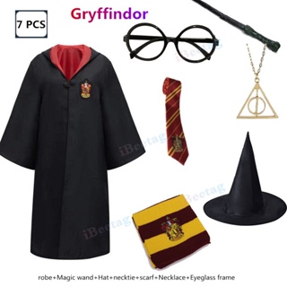 Harry Potter เสื้อคลุมคอสเพลย์ฮาโลวีน 7 ชิ้น เครื่องแต่งกาย แฮร์รี่ พอตเตอร์