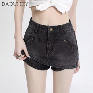 DaDuHey🎈 New Korean Version of INS Retro High Waist Denim Short Skirt Niche A- line Hot Pants