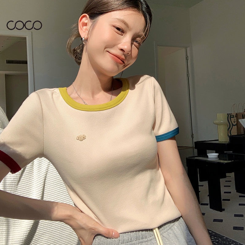coco-เสื้อยืด-เสื้อแขนสั้นแขนสั้น-เสื้อยืด-slim-fit-เสื้อยืดเกาหลี