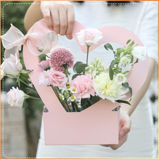 ใหม่ Love ดอกไม้กล่องกระดาษหัวใจกันน้ำแบบพกพางานแต่งงานตกแต่งวันครูตะกร้าดอกไม้-FE