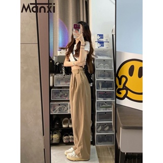 Manxi กางเกงผ้าโรเชฟ กางเกง กางเกงขายาว 2023 ใหม่ A23L0F8