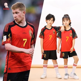 เสื้อกีฬาแขนสั้น ลายทีมฟุตบอล Belgium Jersey สําหรับเด็กผู้ชาย และเด็กผู้หญิง