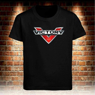 TOP CTเสื้อยืดผ้าฝ้ายพิมพ์ลายแฟชั่นเสื้อยืด ลาย Victory Motorcycles USA