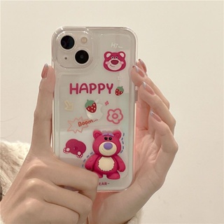 Three-Dimensional Bear Transparent Phone Case for Iphone 14promax 14plus Simple 13/12pro