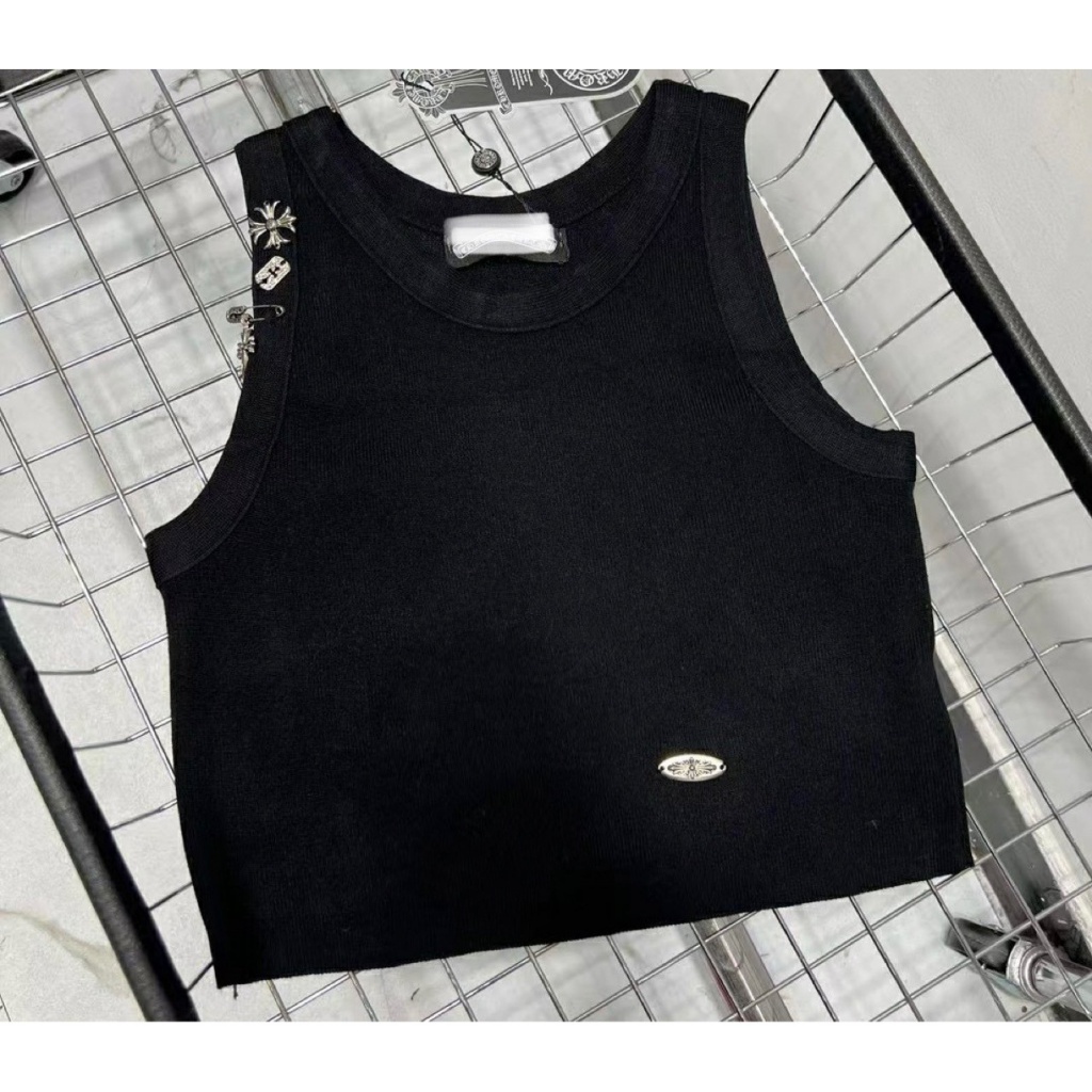 tjk7-chrome-hearts-2023-new-metal-cross-knitted-vest-back-large-logo-printed-stretch-slim-fit-short-vest