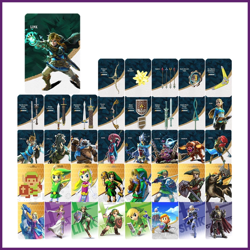 the-legend-of-zelda-breath-of-the-wild-tears-of-the-kingdom-swords-of-heaven-equipment-crossover-nfc-card-36pcs-for-ns-switch