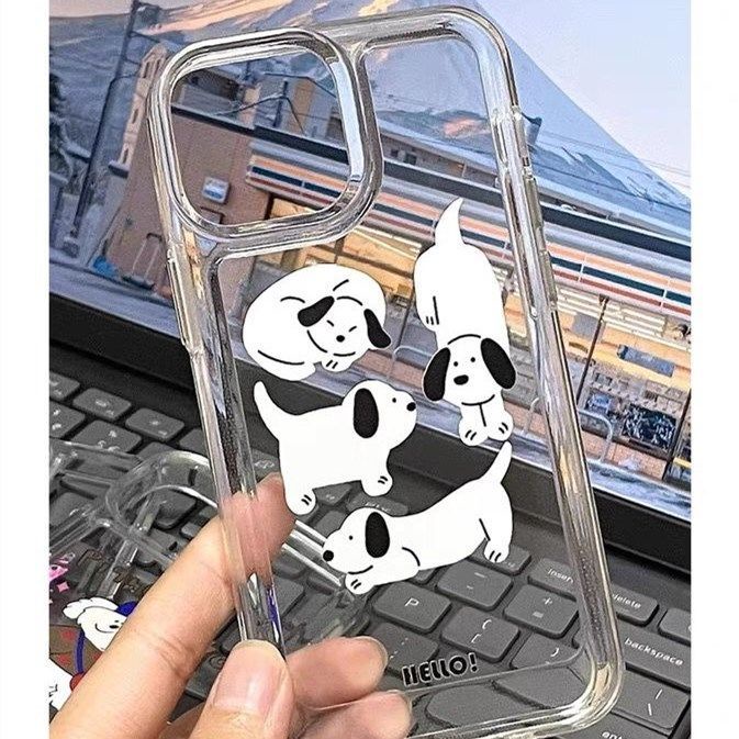 cute-dog-phone-case-for-iphone11-straight-edge-suitable-for-12-apple-13-drop-resistant-xs-transparent-xr-silicone-8p-soft-case