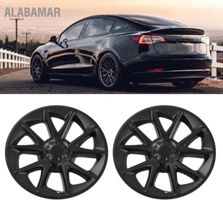 ALABAMAR 4PCS 18in รถฝาครอบดุมล้อสีดำน้ำหนักเบายืดหยุ่นแอโรไดนามิกกันน้ำสำหรับ Tesla รุ่น 3 2017-2022