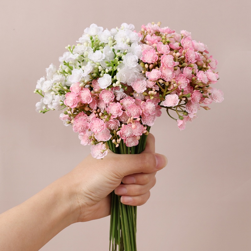 ช่อดอกไม้ปลอม-สีขาว-สีชมพู-สําหรับตกแต่งงานแต่งงาน
