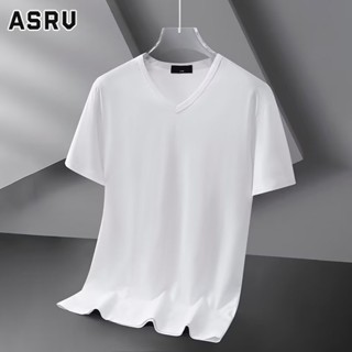 ASRV เสื้อยืด แฟชั่นแบรนด์มาตรฐานเมืองสไตล์วัยรุ่นยอดนิยมคอวีเรียบง่ายแขนสั้นฮาราจูกุเสื้อยืดผู้ชาย