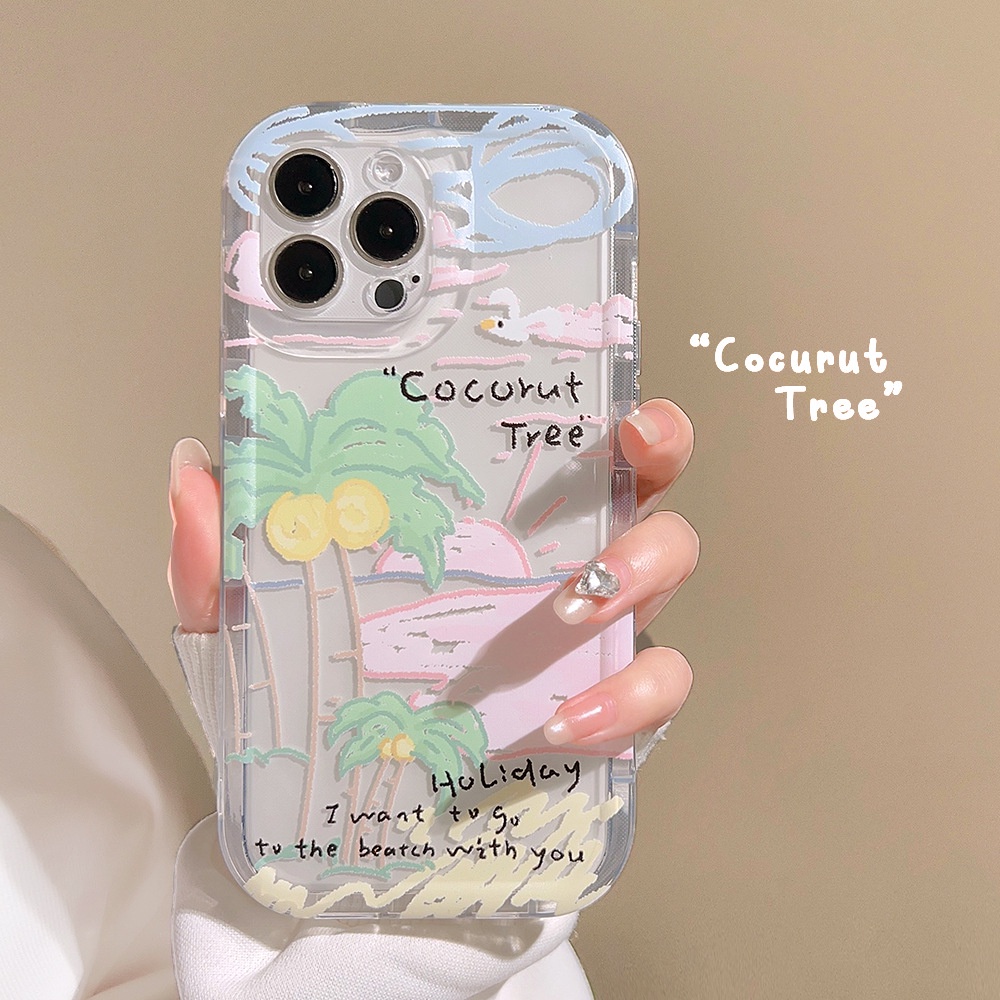 เคสโทรศัพท์มือถือ-tpu-นิ่ม-กันตก-ลายมะพร้าว-แฟชั่นฤดูร้อน-สําหรับ-iphone-14-13-12-11-pro-max-11