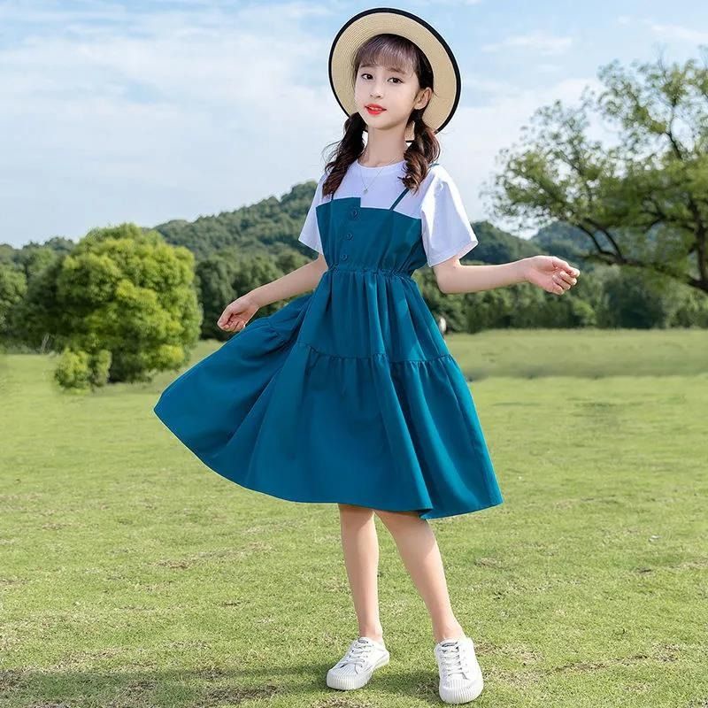 2023-ใหม่ฤดูร้อนหญิงชุดลำลองหญิงสไตล์ตะวันตกชุดแฟชั่นเวอร์ชั่นเกาหลีเด็กหญิงชุดเจ้าหญิงเด็ก