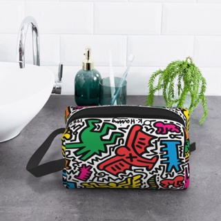 Keith Haring กระเป๋าเดินทาง แบบพกพา สําหรับทุกเพศ ​กระเป๋าเก็บเครื่องสําอาง กระเป๋ารับสัญญาณ