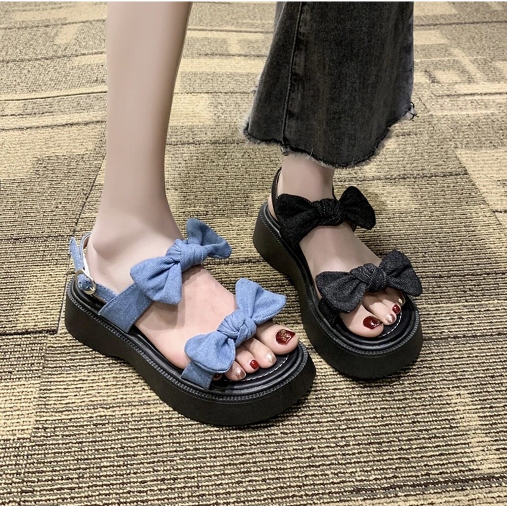 พร้อมส่งจากไทย-รุ่น-tx449-รองเท้าแฟชั่นผู้หญิง-รองเท้าส้นตึก-ประดับโบว์-สูง-4-cm-มาใหม่-สไตล์เกาหลี-งานมาใหม่สวยมากคะ