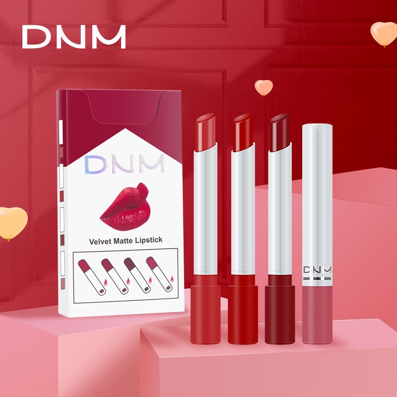 hot-sale-dnm-cigarette-tube-thin-lipstick-four-piece-make-up-set-non-stick-cup-mirror-polarized-warm-and-smooth-velvet-cross-border-exclusive-8cc