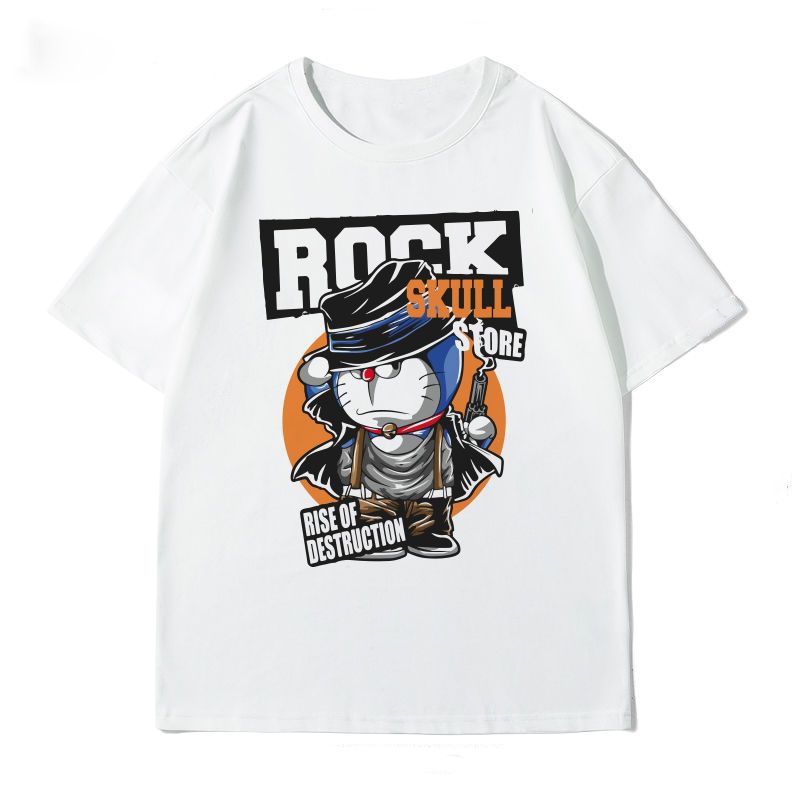 ราคาถูก-doraemon-เสื้อยืดอะนิเมะ-jingle-cat-คาวบอยตะวันตกแขนสั้นเสื้อยืดแขนสั้นพิมพ์ใหม่สุดเท่-เสื้อคู่