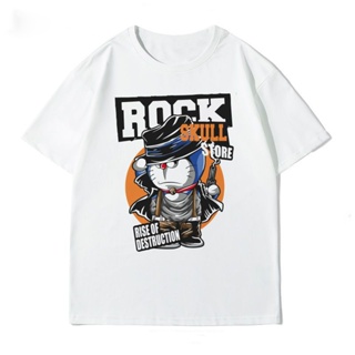 ราคาถูก Doraemon เสื้อยืดอะนิเมะ Jingle Cat คาวบอยตะวันตกแขนสั้นเสื้อยืดแขนสั้นพิมพ์ใหม่สุดเท่ เสื้อคู่