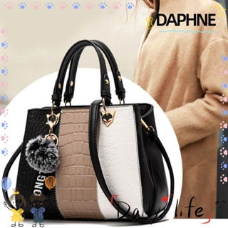 Daphne กระเป๋าถือลําลอง หนัง จุของได้เยอะ มีซิป พร้อมจี้ เรียบง่าย สําหรับสตรี