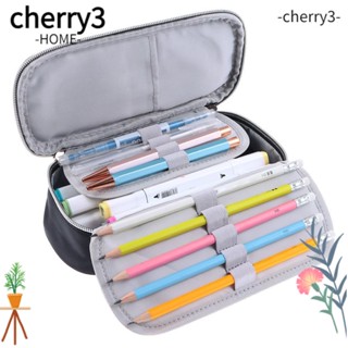 Cherry3 กระเป๋าดินสอ กระเป๋าเครื่องเขียน ผ้าแคนวาส สามชั้น ความจุขนาดใหญ่ แบบพกพา สําหรับโรงเรียน