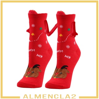 [Almencla2] ถุงเท้าข้อกลางน่ารัก ใส่สบาย สําหรับคู่รัก 1 คู่
