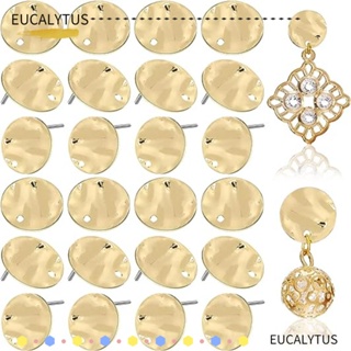 Eutus แผ่นชุบทอง ทรงกลมแบน พร้อมห่วง สําหรับทําเครื่องประดับ ต่างหู DIY